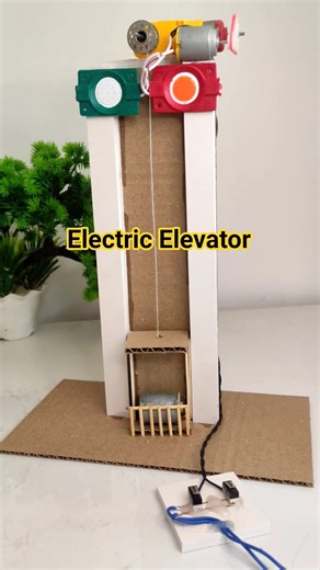 Electric Elevator Lift Powered with Gear Motor #tech #schoolproject #sciencemodel #diy #experiment