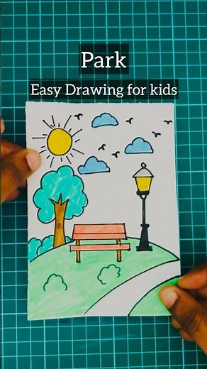 How to Draw A Park | Drawing & Coloring Easy Park for Kids |Easy Park Drawing Step by Step