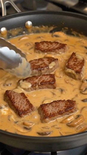 Creamy Beef Stroganoff 🥩🍝 | Easy Dinner Recipe #cooking #recipe #shorts