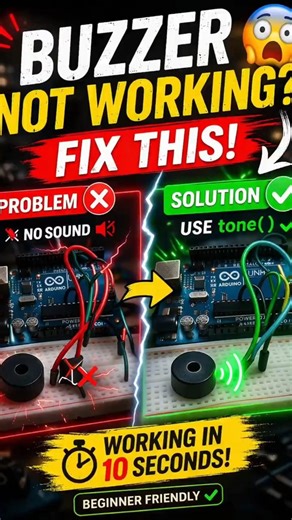 No Sound?👀 No problem 😅 Fix Buzzer Now 🔧 #Shorts #Arduino #EmbeddedSystems #arduinoprojects