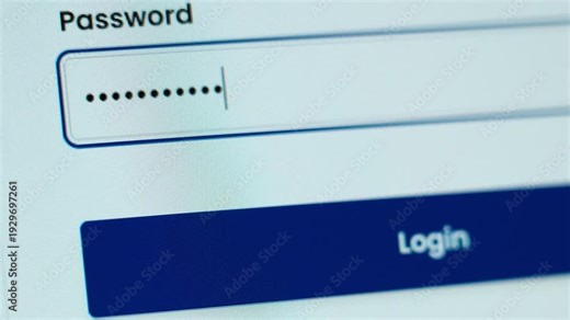 Password entry field. Close up computer screen stop motion match cut animation.