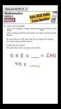 GCSE Maths Higher - Daily Exam Question - Day 27 (Combinations)