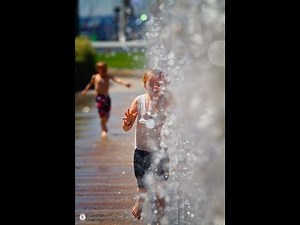 SUMMER, FOUNTAIN and Kids playing