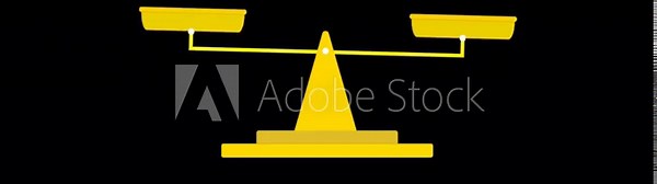 law justice balance scale animation on black background, 2d weight balance scale icon animated. Stock Video