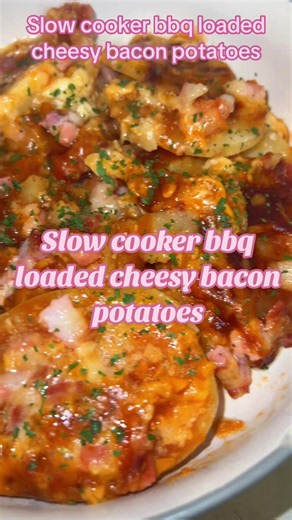 Slow Cooker BBQ Loaded Cheesy Bacon Potatoes Recipe