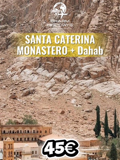 SOLO €45! ⛪ SANTA CATERINA E RELAX A DAHAB 🌊🌵 ​Vuoi visitare la storia senza scalare la montagna? Questo tour è perfetto per chi cerca cultura e relax in una sola giornata! Esplora le radici della spiritualità nel Sinai e goditi l'atmosfera unica di Dahab. ​Cosa include il tuo tour: ​⛪ Monastero di Santa Caterina: Visita il monastero cristiano più antico al mondo ancora in funzione, situato proprio ai piedi del Monte Sinai. ​🍽️ Pranzo Incluso: Gusta un delizioso pasto tipico in un ristorante 
