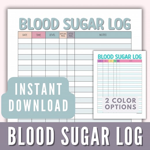 Blood Sugar Log Printable Template, Blood Glucose Tracker Instant Download, Diabetic Blood Sugar Tracker, Diabetes Log, Health Tracker Pdf - Etsy