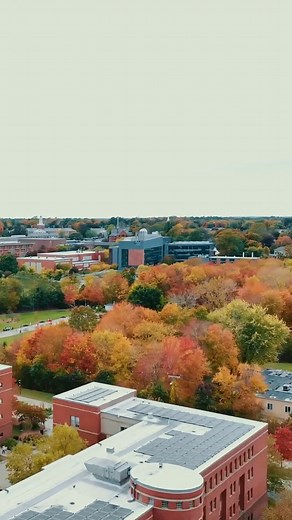 We wear crimson colors on campus every day, but we can pull off all kinds of oranges and yellows in the fall, too. 🎥 Lucas Kershaw, '26 | Bridgewater State University