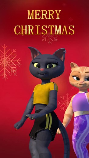 Festive Animated Cats Celebrate Christmas Joyfully