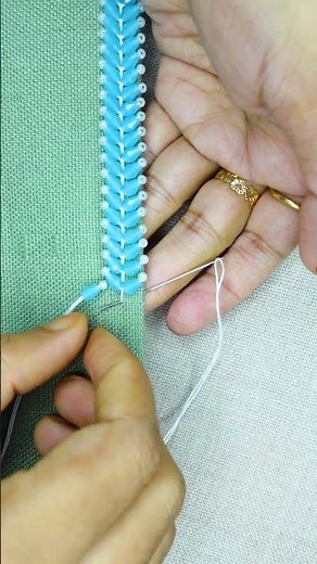 Easy hand embroidery beads border lace #embroidery #beginnersstitch