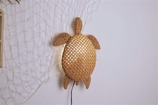 Wicker Turtle Lamp, Handmade Coastal Style Light for Kids Room, Decorative Light in Sea Theme, Lighting Coastal Lamp, Sea Turtle Night Light - Etsy