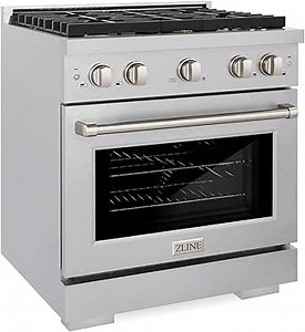ZLINE 30 in. 4.2 cu. ft. Paramount Gas Range with 4 Burner Cooktop and Convection Gas Oven in Satin Stainless Steel (SGRS-30)