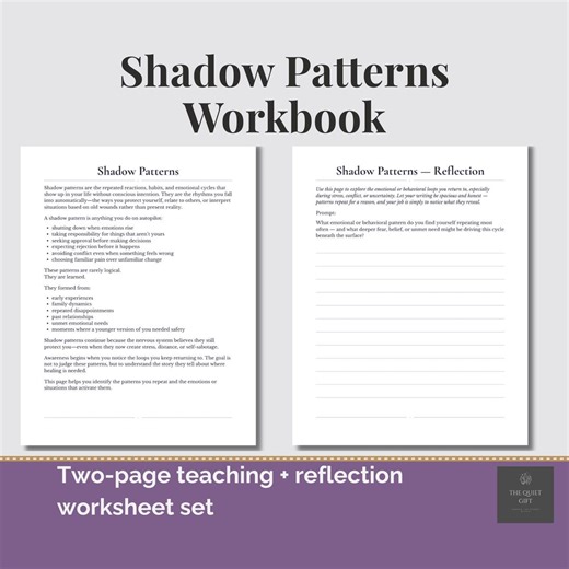 Shadow Patterns Workbook | Shadow Work Printable | Teaching + Reflection Pages | Repeating Behaviors, Emotional Loops & Inner Awareness - Etsy