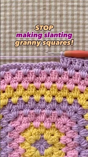 STOP making SLANTING granny squares ! With just one small change. #grannysquare #crochetforbeginners