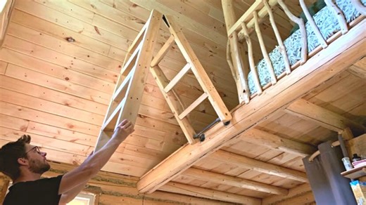 Building A Log Cabin | We made a folding ladder for the mezzanine + Canoe camping!