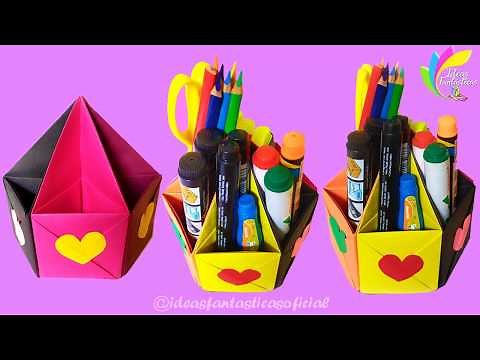 PORTA LÁPIS DE PAPEL ORIGAMI / Volta às Aulas