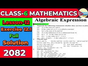 Class 6 Math Exercise 12.1 | Class 6 Math Lesson 12 Algebraic Expression Exercise 12.1 Answers 2082