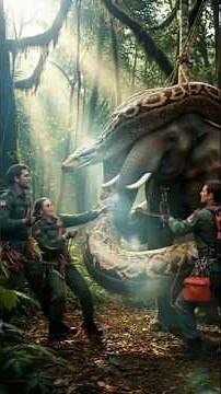 Moments After an Elephant Was Rescued from a Giant Python! 😱🐘🐍#elephant #python #animalrescue