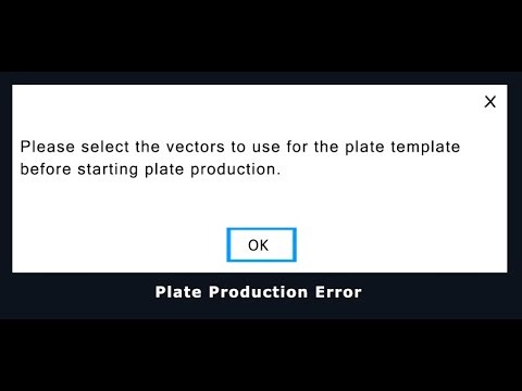 Plate Production Error Message when using the Vectric Software