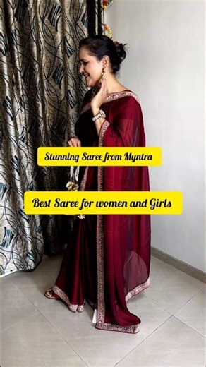 Myntra Saree Haul ❤️ Elegant Maroon Party Wear Saree | Wedding & Festive Look Under Budget |