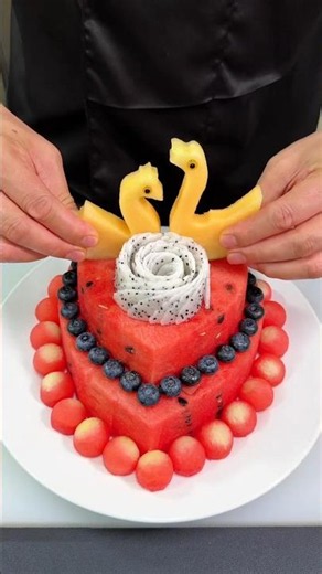 A Watermelon Surprise for My Daughter's Birthday 🎂🍉 | how to make fruit cake #shorts #shortsfeed​