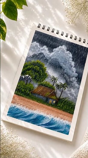 Rain painting acrylic ⛈️ | easy painting ideas for beginners | acrylic painting ideas