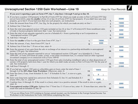 Unrecaptured Section 1250 Gain Worksheet (Schedule D, Line 19)
