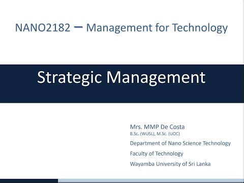 Lecture 6 - Strategic Management I