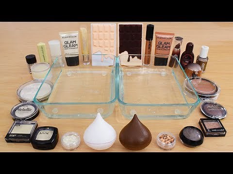 White vs Chocolate - Mixing Makeup Eyeshadow Into Slime Special Series 240 Satisfying Slime Video