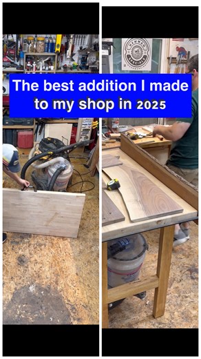 Logan Newman on Instagram: "Throughout 2025 I’ve posted l many ideas and changes to help you out. This temporary workbench addition is really the best addition I’ve made this year - it uses space that is normally wasted and has been so incredibly useful. I used a leftover piece of countertop from a job this summer to make the top and the legs, plywood and bolts for the support, and toggle clamps to lock it in place. As my friend @morganhop said - you need to look vertically for space in a small 