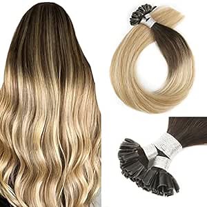 U Tip Hair Extensions Human Hair, Hair Extensions Real Natural U Tip Extensions Human, Pre Bonded Keratin Tip Hair Extensions, 20 Inch Extensions Human Hair Straight Silky 50 Strands(T2/27+T2/60#)