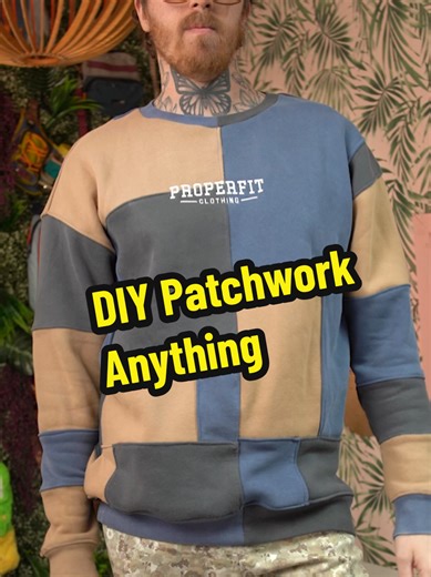 DIY patchwork anything! Upcycling patch work sewing project works on all shirts, sweaters, hoodies, and more! #diy #patchwork #sewing #upcycling #patches