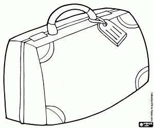 The suitcase ready for the travel coloring page printable game