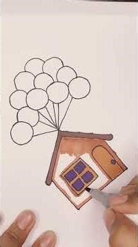 Cute Balloon House Drawing | Easy Doodle Art #drawing #aestheic #artsupplies #art
