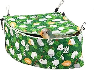 Parrot Cockatiel Warm House Bird Nest Bed Hanging Hammock Birds Sleeping Bed Parrot Hideway Bed Fleece Washable for Parrot Parakeet Cockatiels Budgies Lovebird (Large,Green)