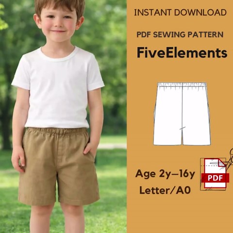 Kids Elastic Waist Shorts Sewing Pattern PDF | Boys & Girls Summer Shorts | Easy Beginner Pattern | Ages 2–16 | A0 Letter - Etsy New Zealand