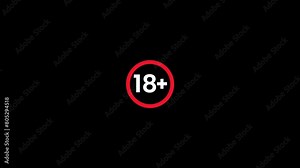 Under 18 not allowed logo animation, waring, red circle
