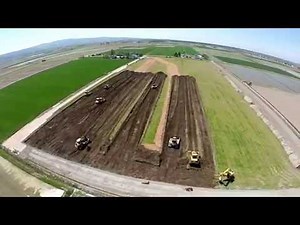 空撮＿ほ場整備工事＿ブルドーザ＿整地工動画