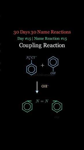 Day 15 🔥 Coupling Reaction | 30 Days 30 Name Reactions ⚡ | Name Reactions Made Easy #chemistry