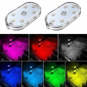 2 Stück Auto LED Innenbeleuchtung,EIS-Blau Umgebungsbeleuchtung Autoinnenraum,USB wiederaufladbare Auto-Innenleseleuchte,tragbare LED-Leuchten