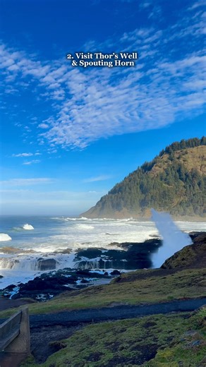 Looking for the perfect day on the Coast? Near Yachats, Cape Perpetua is a top spot to watch waves, and is easily accessible by car. The Visitor Center is currently temporarily closed for upgrades, but the viewpoints and trails offer panoramic views on a clear day. Just south, time your visit around high tide to watch waves surge through Thor’s Well and nearby Spouting Horn. This location can be very dangerous: Be sure to stay back from the edge and enjoy the show from a safe distance. Have you 