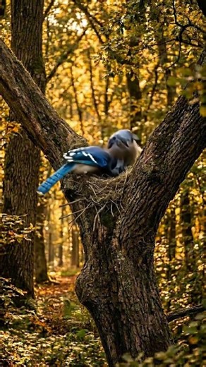 Stunning Blue Jay Nesting Timelapse on Oak Tree 🌳