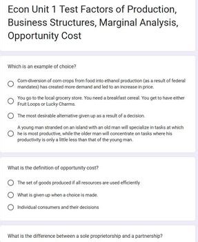 Basics of Economics Unit 1 Test with Answer Key High School Economics Assessment