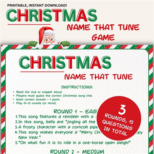 Name That Tune Christmas Edition, Holiday Music Quiz Game Printable, Fun Xmas Party Activity for Adults, Teens & Kids, Office Classroom - Etsy