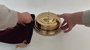 Velvet Communion Tray Storage Bag – Burgundy with Gold Drawstring | Fits 10-Cups Compact Tray | Soft Protective Pouch for Pastors & Home Ministry