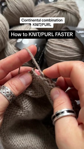 Continental combination style - more ergonomic and fast 🖤 how do you knit? #howtoknit #learntoknit #knittingtutorial #knittinglessons #knitting101 #lamanayarn