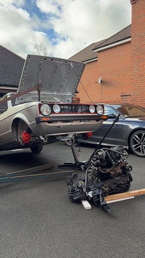 121K views · 2K reactions | THE ENGINE IS IN! Something I didn’t think would happen for some time! Taking full advantage of the break in rain and warmer temperatures today, I was able to get the engine fitted in! Still a long way to go, but a huge step!! #hardworkpaysoff #golf #mk1 #classic #restoration #volkswagen #BBS #mk1ownersclub #vw #GTI #hothatch #vwgolf #vwclassic #vwgolf1gti #vwgolfgti | Project83 | Facebook