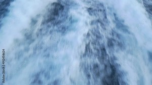 Boat wake in serene blue ocean, capturing essence of peaceful water journey. Perfect for enjoying tranquility, natural beauty, and sense of freedom that comes with open water travel.