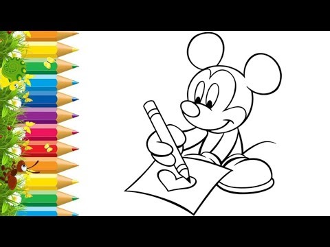 Mickey Mouse with pencil Heat Drawing, Painting & Coloring For Kids and Toddlers_ Kids Art