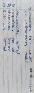 7) Limestone falls under what type of sedimentary rock? i) Mech... | Filo